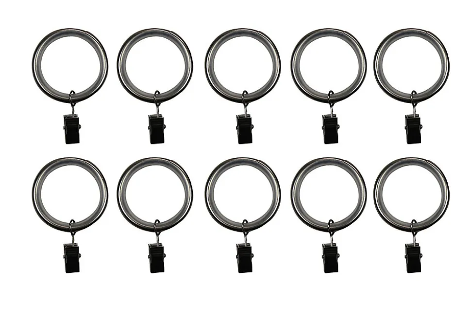10 anneaux clip pour barre à rideau Athens GoodHome ⌀28 mm gris