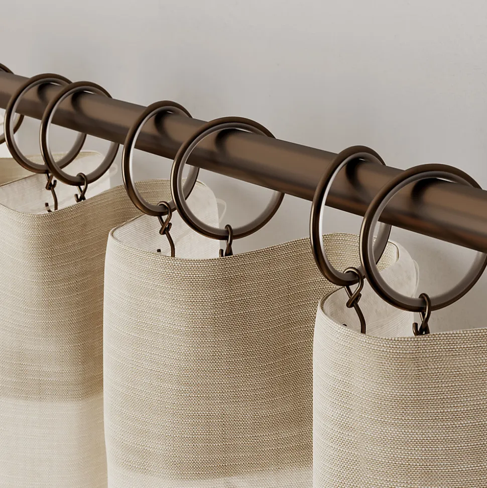 10 anneaux et crochets tringle à rideau silencieux Kozani métal marron Ø16/19mm GoodHome