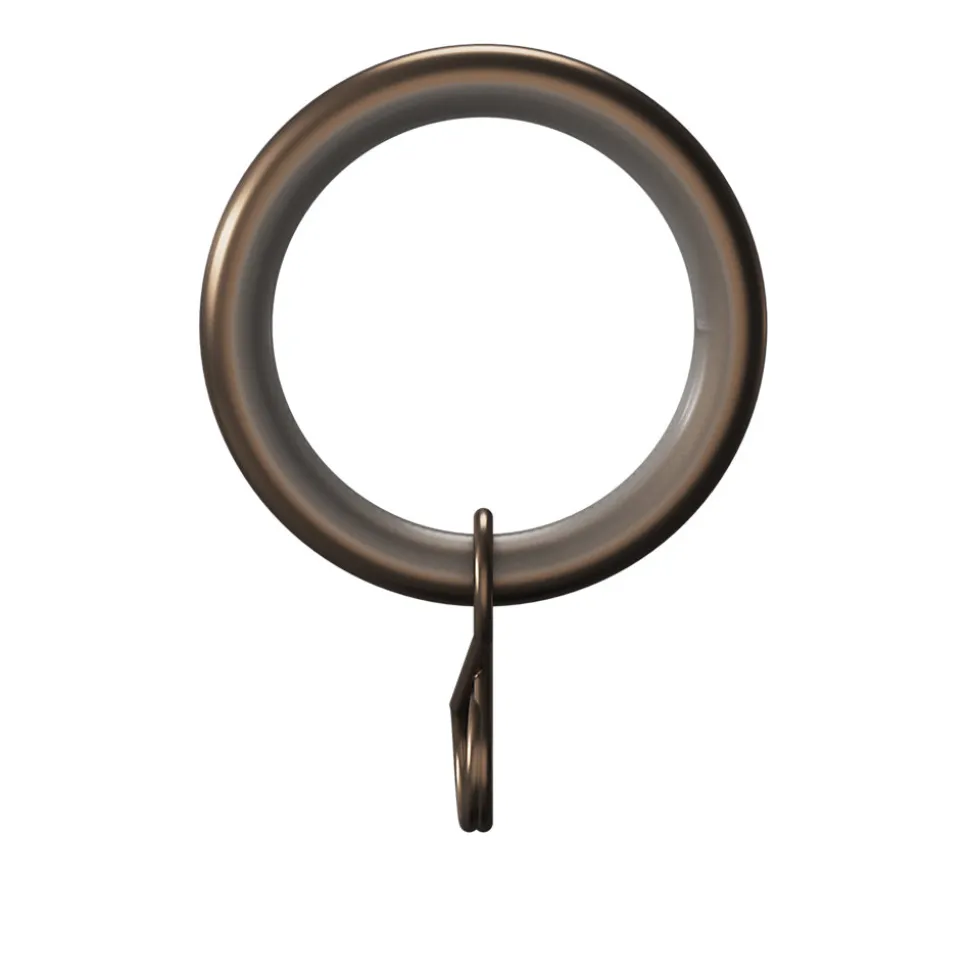 10 anneaux et crochets tringle à rideau silencieux Kozani métal marron Ø16/19mm GoodHome