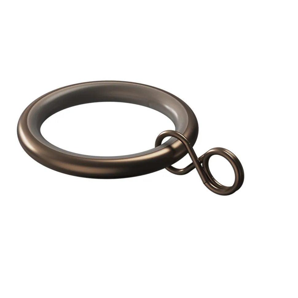 10 anneaux et crochets tringle à rideau silencieux Kozani métal marron Ø16/19mm GoodHome