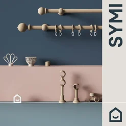 10 anneaux et crochets tringle à rideau Symi frêne beige Ø28mm GoodHome