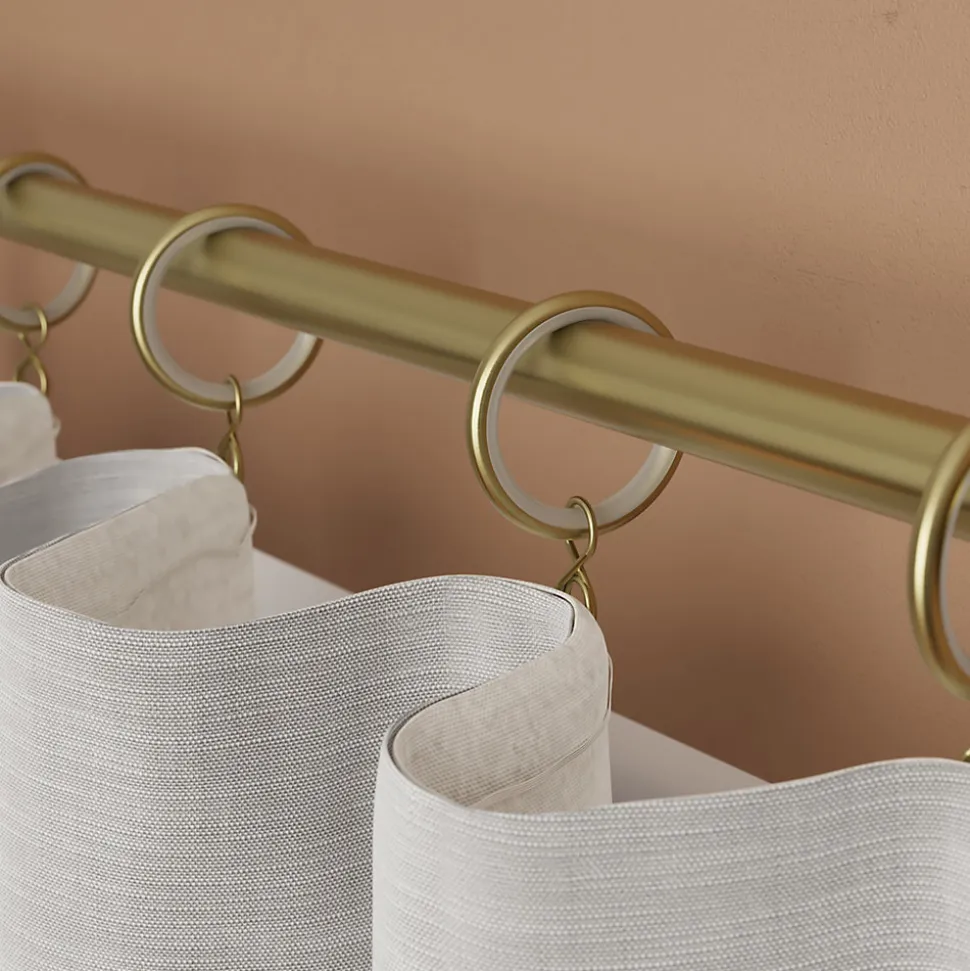 10 anneaux et crochets tringle à rideau silencieux Elasa métal doré Ø16/19mm GoodHome
