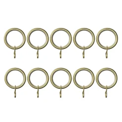 10 anneaux et crochets tringle à rideau silencieux Elasa métal doré Ø16/19mm GoodHome
