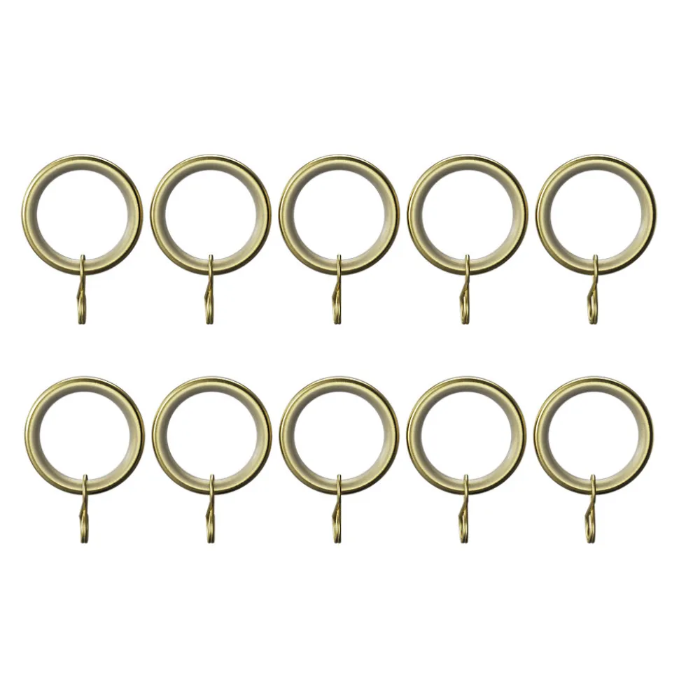 10 anneaux et crochets tringle à rideau silencieux Elasa métal doré Ø16/19mm GoodHome