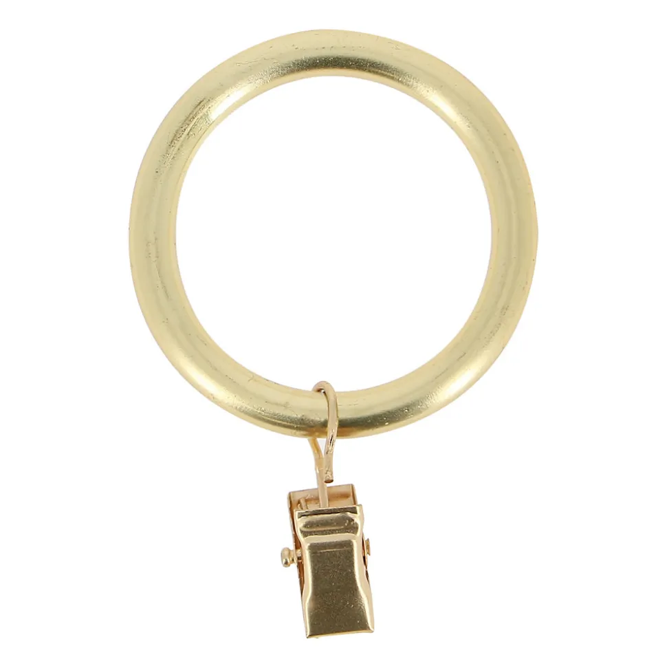 10 anneaux pince pour tringle à rideau D52 métal doré Ø28mm Mobois