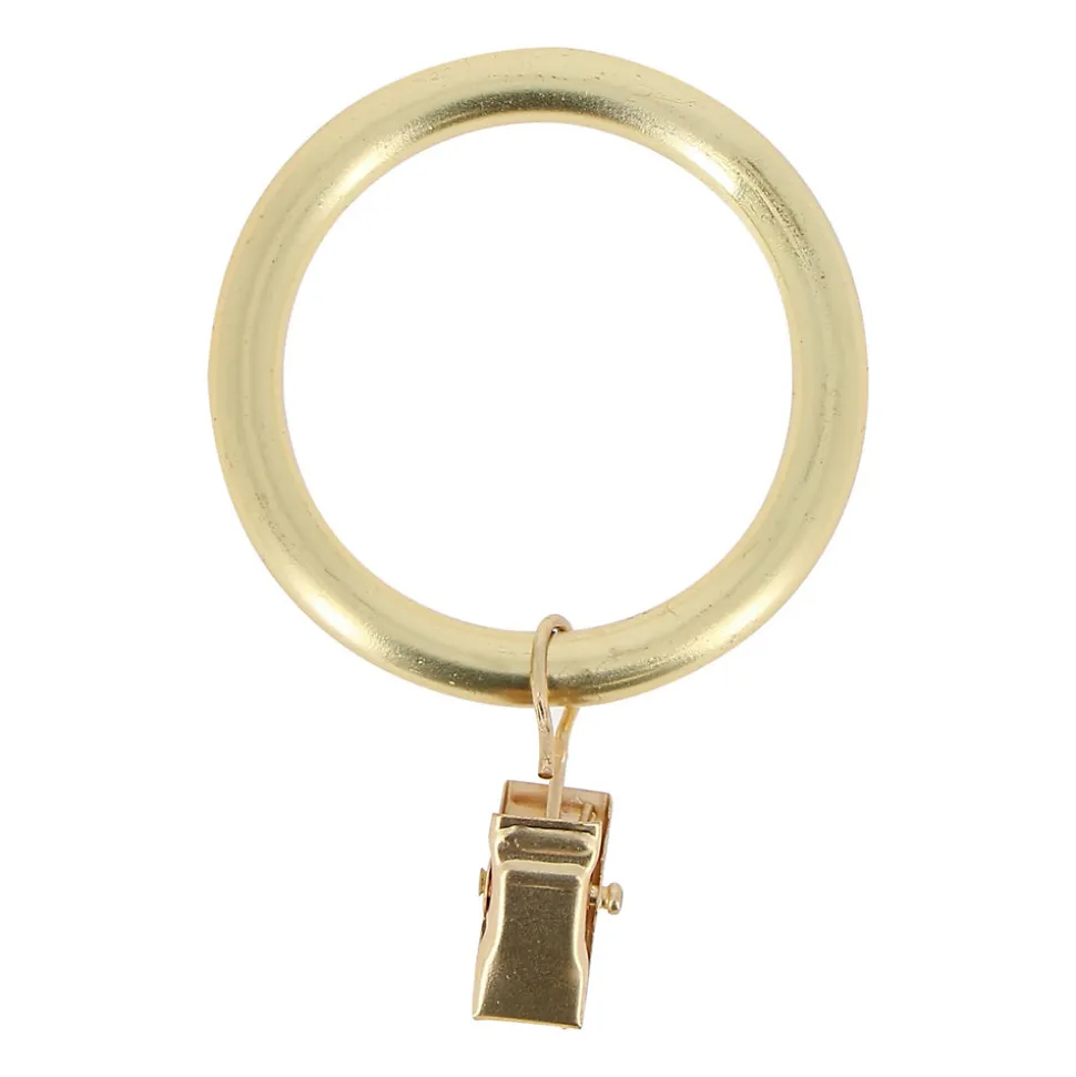 10 anneaux pince pour tringle à rideau D52 métal doré Ø28mm Mobois