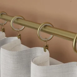 10 anneaux silencieux et crochets à clips pour tringle à rideau en métal doré Ø25/28 mm, GoodHome Elasa