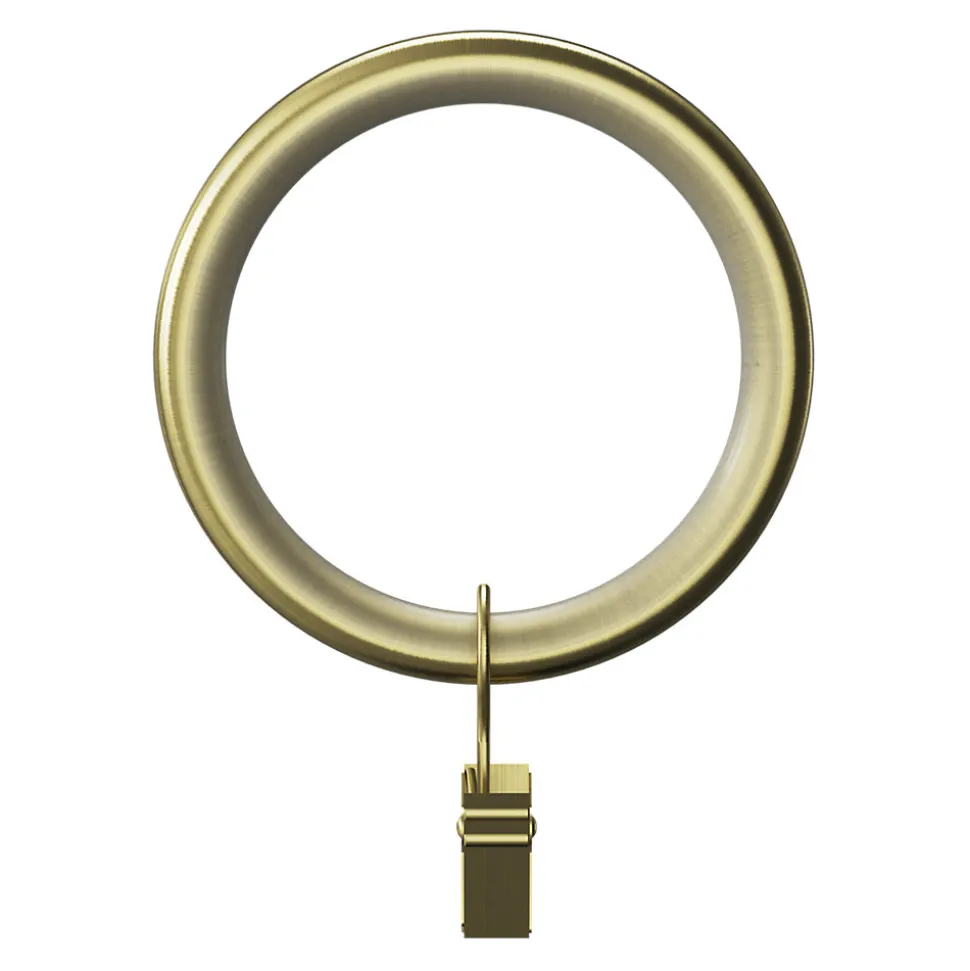 10 anneaux silencieux et crochets à clips pour tringle à rideau en métal doré Ø25/28 mm, GoodHome Elasa