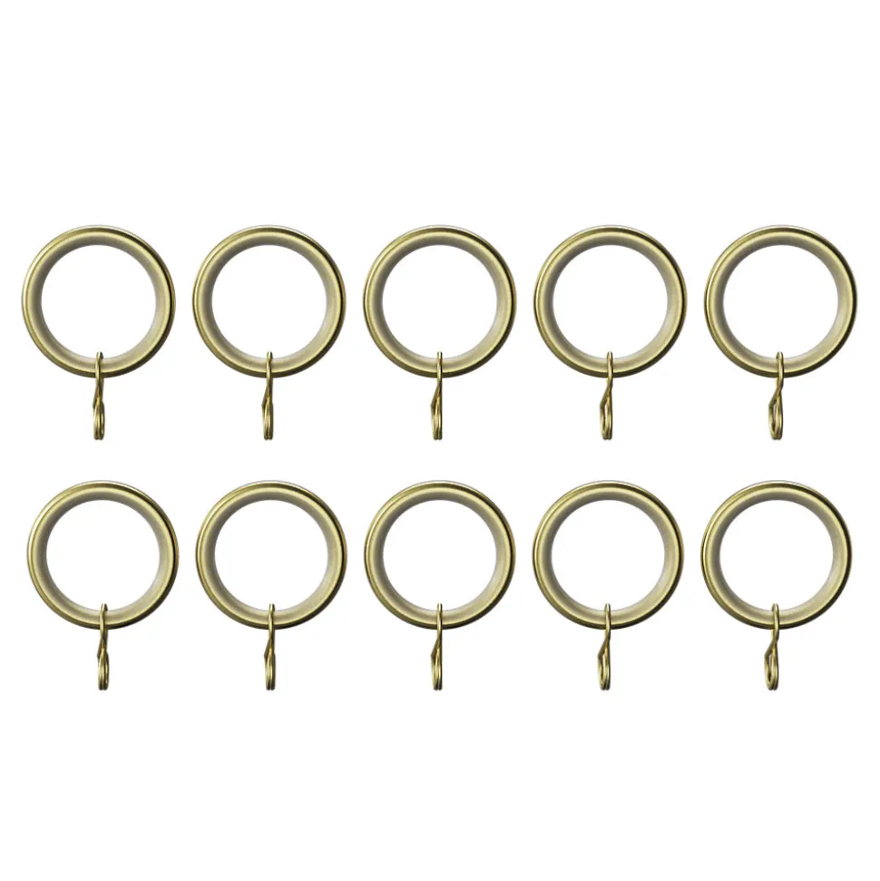 10 anneaux silencieux et crochets pour tringle à rideau métal doré Ø25/28 mm, GoodHome Elasa