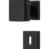 2 boutons rosace a clipser 019, Carré 7 mm, Rosace trou de clé L, finition noir, pour porte intérieure.