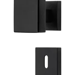 2 boutons rosace a clipser 019, Carré 7 mm, Rosace trou de clé L, finition noir, pour porte intérieure.