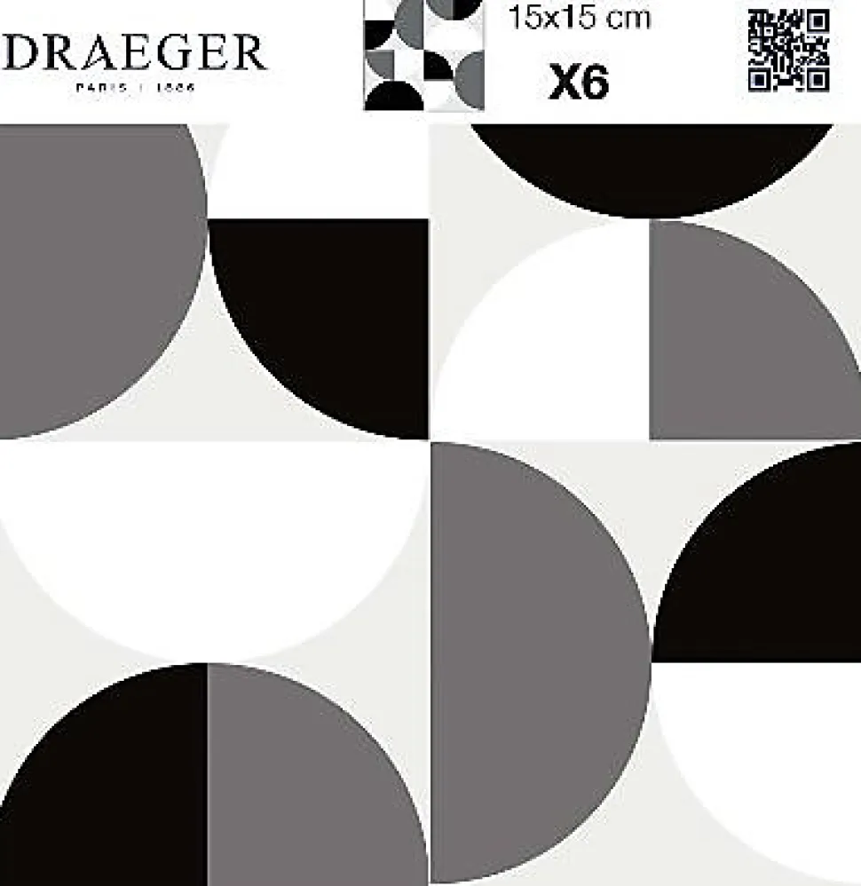 6 carreaux adhésifs motif demi cercle L.15 x H.15 x l.0,4cm
