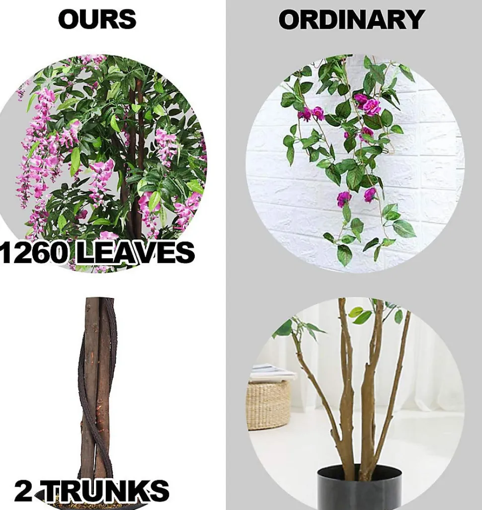 180 cm Plante Artificielle en Pot Art Faux Bonsaï Décoration en Plastique Simulation Décorations Paysager Wistera