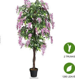 180 cm Plante Artificielle en Pot Art Faux Bonsaï Décoration en Plastique Simulation Décorations Paysager Wistera