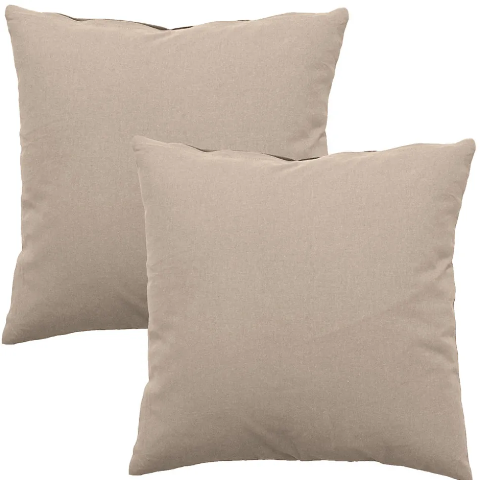 2 Coussins décoratif carré, déhoussable, Sable, Aspect Chiné, Collection Dune, CMADECO