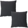 2 Coussins décoratifs carré, déhoussable, Gris Foncé, Aspect Chiné, Collection Dune, CMADECO