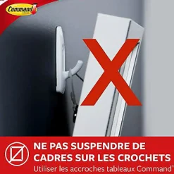3 crochets adhésifs Command avec pointe en métal, jusque 225 g par crochet
