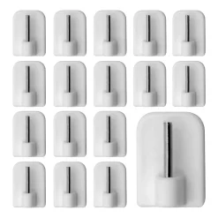 20 Crochets Autocollants, Blanc, Support de Tringle pour Fenêtre ou Porte Fenêtre