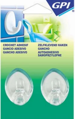 2 crochets ovale GPI grand modèle adhésifs blanc transparent