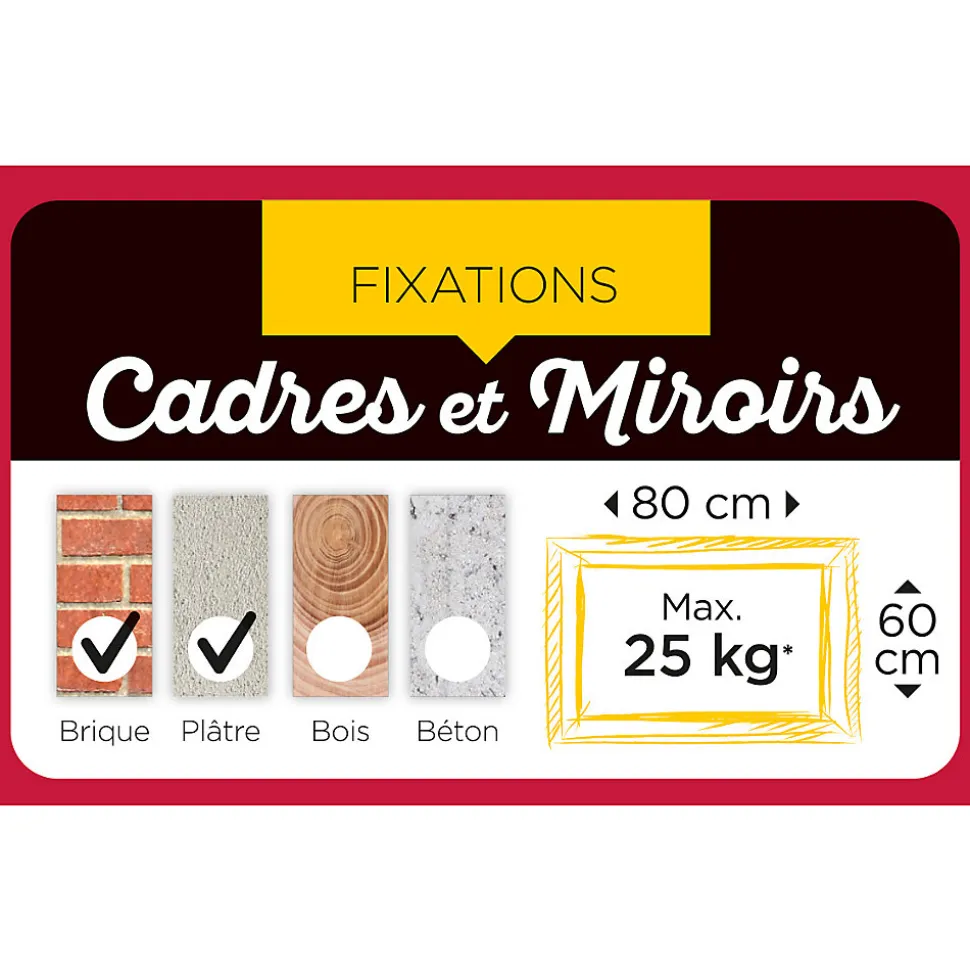 20 Crochets X spécial béton en fer laitonné