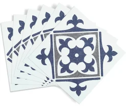6 dalles adhésive murales Wall Tiles D-C-Fix Nadia effet carreaux de ciment bleu, gris, blanc L.15 x l.15cm