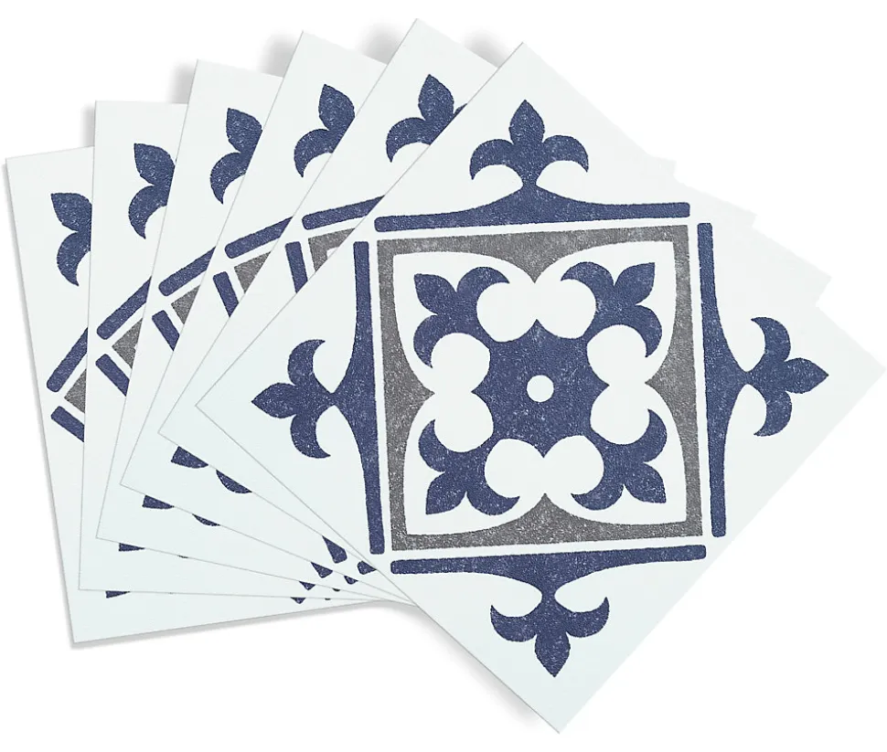 6 dalles adhésive murales Wall Tiles D-C-Fix Nadia effet carreaux de ciment bleu, gris, blanc L.15 x l.15cm