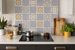 6 dalles adhésive murales Wall Tiles D-C-Fix Amira effet carreaux de ciment, gris, blanc L.15 x l.15cm