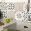 6 dalles adhésive murales Wall Tiles D-C-Fix Lina effet carreaux de ciment beige, blanc L.15 x l.15cm