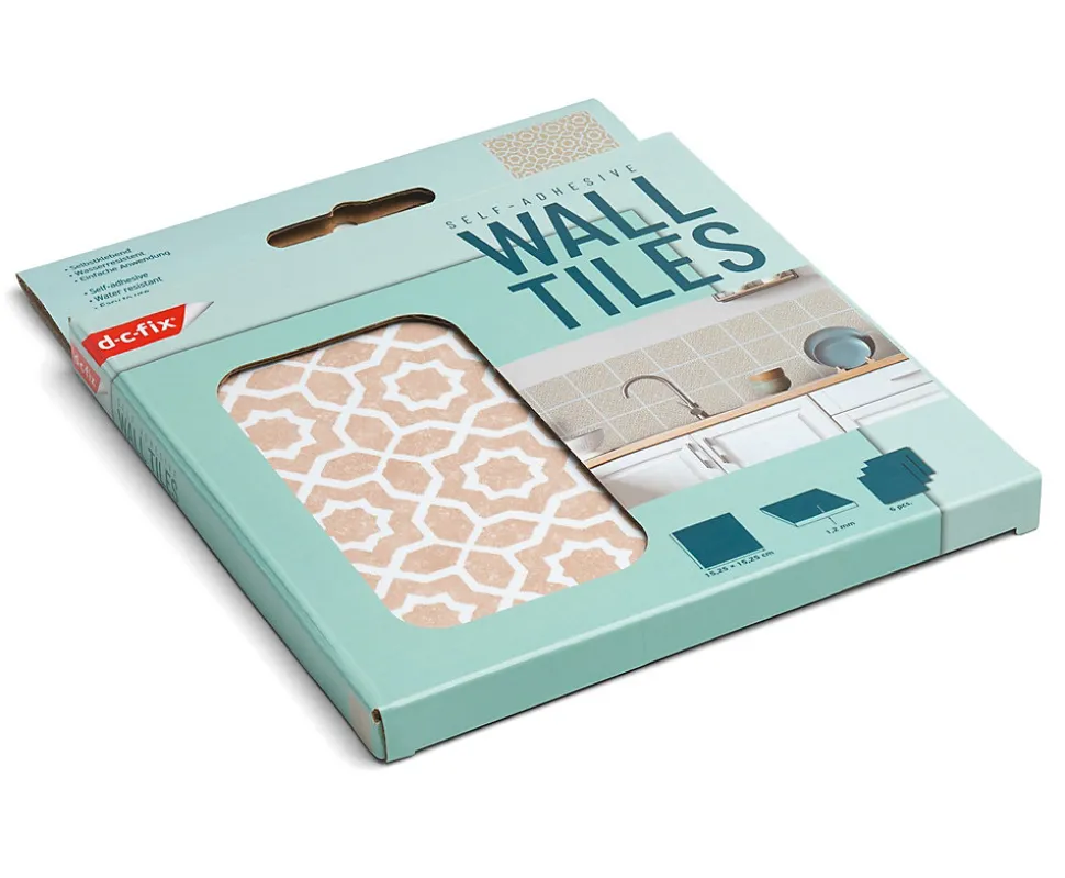 6 dalles adhésive murales Wall Tiles D-C-Fix Lina effet carreaux de ciment beige, blanc L.15 x l.15cm