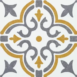 6 dalles adhésive murales Wall Tiles D-C-Fix Jamila effet carreaux de ciment jaune, gris, blanc L.15 x l.15cm