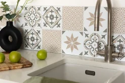 6 dalles adhésive murales Wall Tiles D-C-Fix Alia effet carreaux de ciment, gris, blanc L.15 x l.15cm