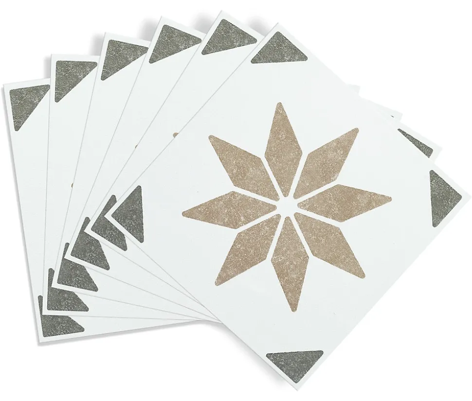 6 dalles adhésive murales Wall Tiles D-C-Fix Alia effet carreaux de ciment, gris, blanc L.15 x l.15cm