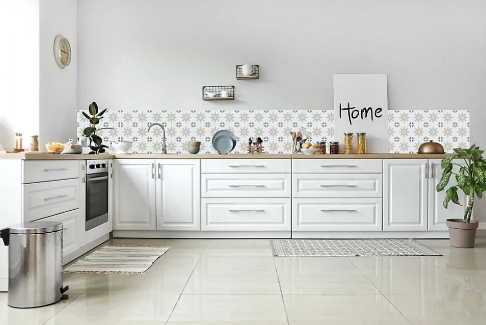 6 dalles adhésive murales Wall Tiles D-C-Fix Alia effet carreaux de ciment, gris, blanc L.15 x l.15cm