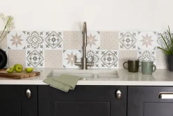 6 dalles adhésive murales Wall Tiles D-C-Fix Alia effet carreaux de ciment, gris, blanc L.15 x l.15cm