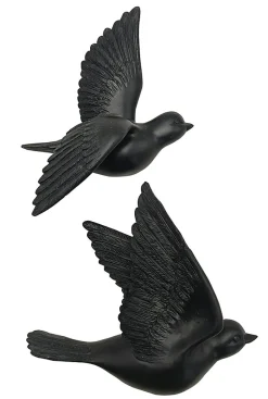 2 décorations murales oiseaux noirs L.15 x l.12,5 cm Emde