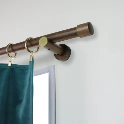 2 embouts bouchon pour barre à rideau bois de hêtre chêne foncé Ø2,8cm Mobois