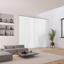 5 lamelles verticales orientables 89mm pour store californien en voile blanc sans chaînette basse H.260cm Madeco