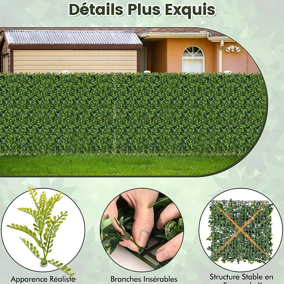 12 Panneaux Plantes Artificielles Muraux 50 X 50 cm Mur Végétal Artificiel pour Intérieur et Extérieur