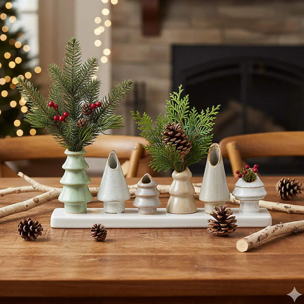 6 Petits vases en forme de sapin