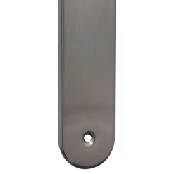 2 poignées de porte sur plaque rond Amga, entraxe 195mm, coloris gris satiné