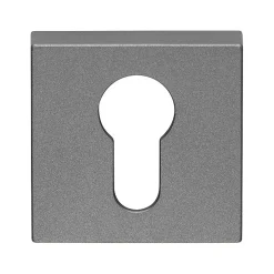2 poignées rosace carrée A CLIPSER, rosace trou de clé I pour cylindre, finition gris garantie 5 ans, pour porte d'entrée.