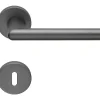 2 poignées rosace carrée A CLIPSER, rosace trou de clé L, finition gris anthracite garantie 5 ans, pour porte intérieure.