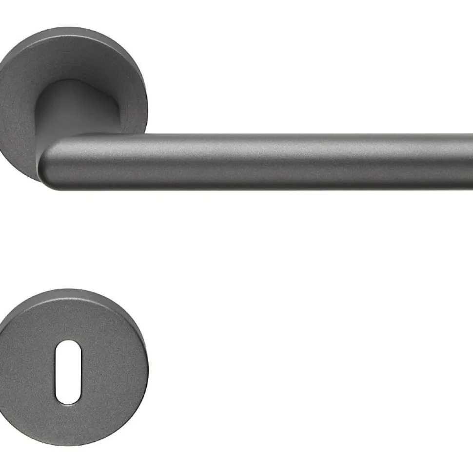2 poignées rosace carrée A CLIPSER, rosace trou de clé L, finition gris anthracite garantie 5 ans, pour porte intérieure.