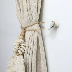 2 porte embrasses à rideau bois de hêtre blanc mat L.30mm Mobois