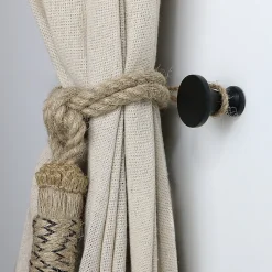 2 porte embrasses rideau bois de hêtre noir mat L.30mm Mobois