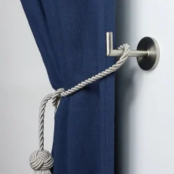 2 porte embrasses rideau métal gris chromé mat L.53,5mm Mobois
