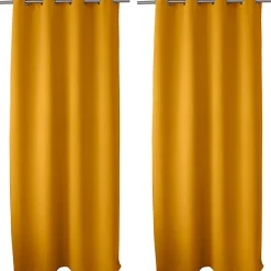 2 rideaux occultant à œillets, jaune moutarde, 140x240cm, 100% polyester, collection Réglisse, CMADECO