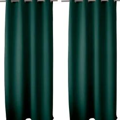 2 rideaux occultant à œillets, vert foncé, 140x240cm, 100% polyester, collection Réglisse, CMADECO