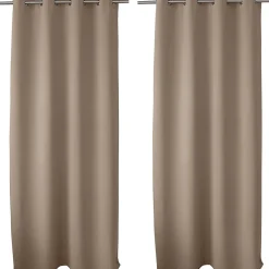 2 rideaux occultant à œillets, beige naturel, 140x240cm, 100% polyester, collection Réglisse, CMADECO