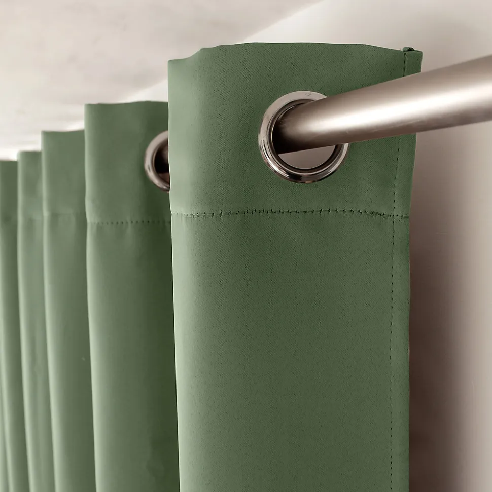 2 rideaux occultant à œillets, vert argile, 140x240cm, 100% polyester, collection Réglisse, CMADECO